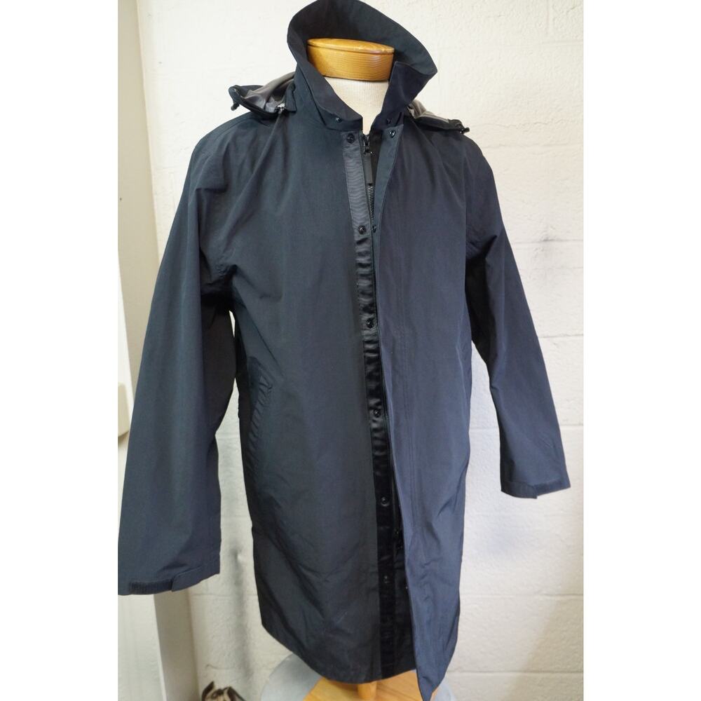 Saturdays NYC Black Trench RainCoat with detachable hood size XL